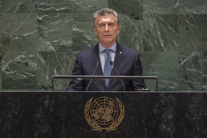 El expresidente de Argentina Mauricio Macri durante un discurso en la sede de la ONU.