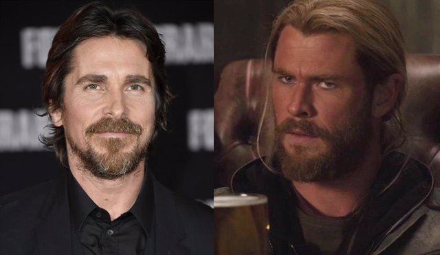 Christian Bale y Chris Hemsworth como Thor