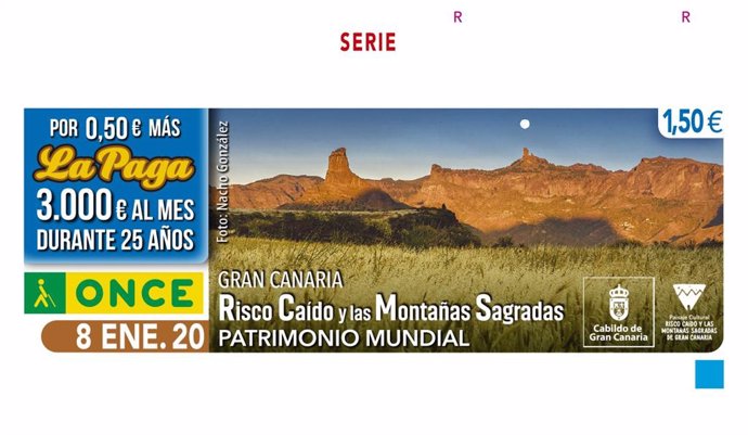 El cupón de la ONCE del 8 de enero estará dedicado a Risco Caído y las Montañas Sagradas de Gran Canaria