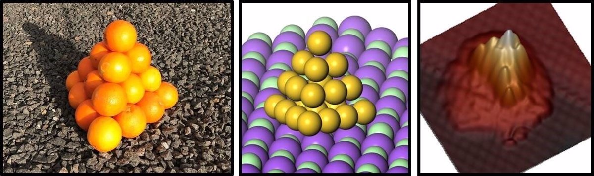 Los átomos de oro se organizan en forma de pirámide
