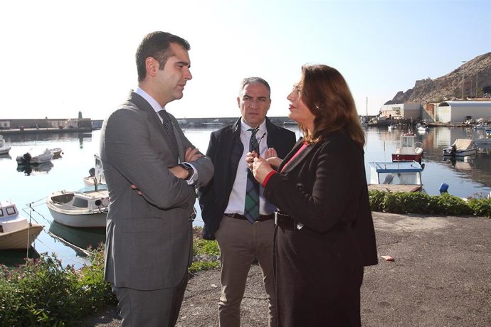 El consejero de Presidencia, Administración Pública e Interior, Elías Bendodo (c), la consejera de Agricultura, Ganadería, Pesca y Desarrollo Sostenible, Carmen Crespo (d), el Alcalde de Almería, Ramón Fernández-Pacheco) 