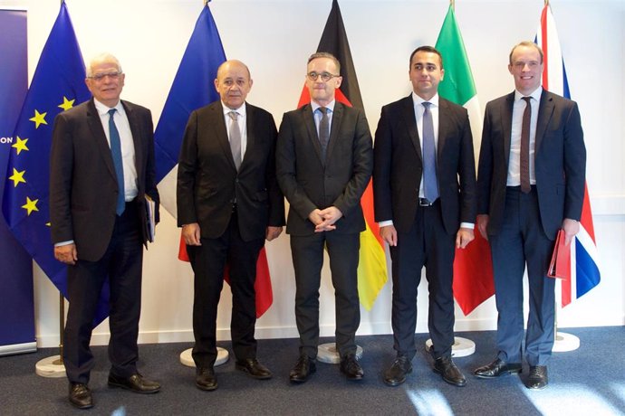 El Alto Representante de la UE para Política Exterior con los ministros de Francia, Alemania, Italia y Reino Unido
