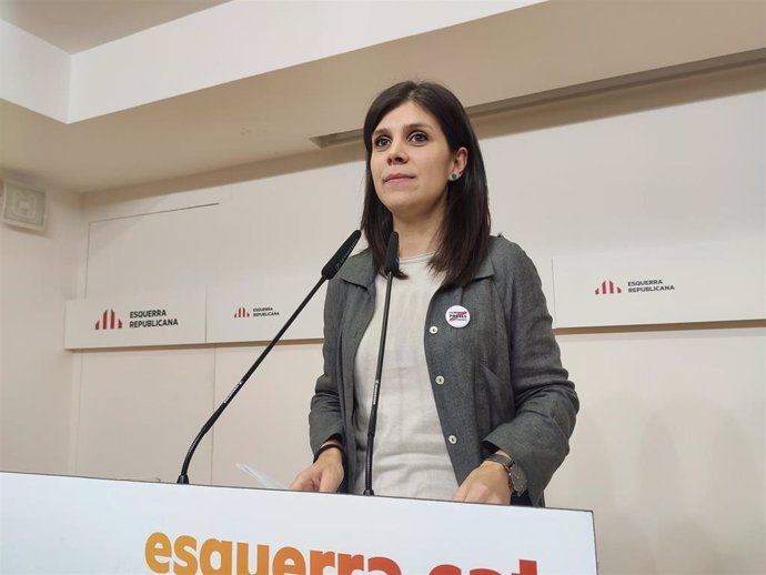 La portavoz de ERC, Marta Vilalta, en rueda de prensa tras la reunión de la Ejecutiva del partido el 30 de diciembre de 2019.