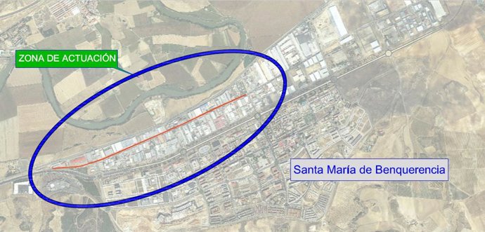 Zona de actuación en la calle Río Jarama