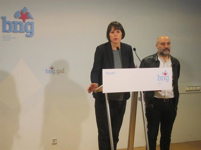 Ana Pontón y Néstor Rego en rueda de prensa en la sede del BNG
