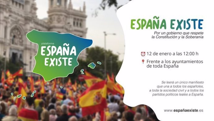 Cartel de la concetración de España Existe