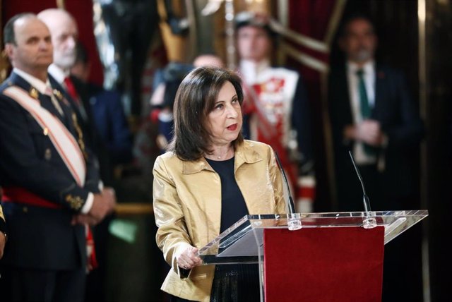 La ministra de Defensa y de Asuntos Exteriores en funciones, Margarita Robles, interviene en la celebración de la Pascua Militar de 2020 en el Palacio Real de Madrid (España) a 6 de enero de 2020.