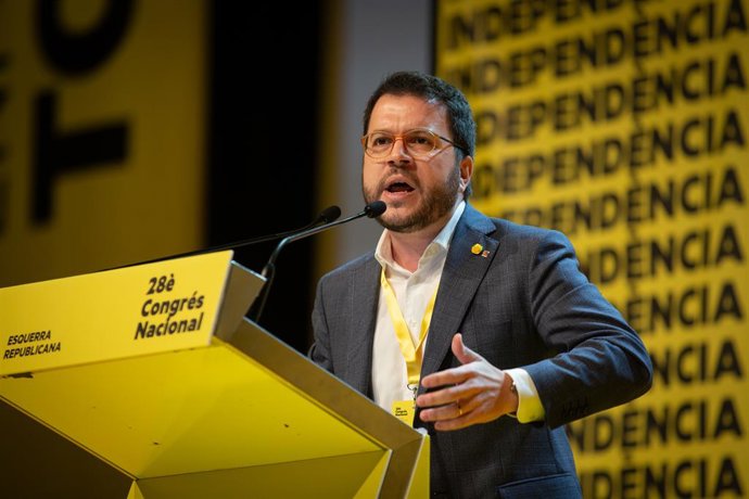 El vicepresident del Govern, Pere Aragons, intervé en el 28 Congrés Nacional d'ERC, a Barcelona a 21 de desembre de 2019