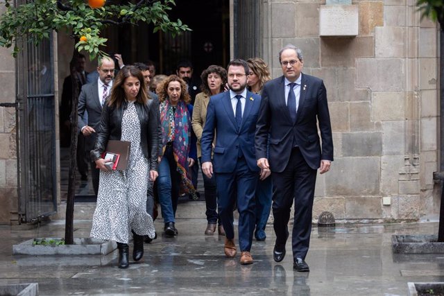 El presidente de la Generalitat, Quim Torra, al reunirse de forma extraordinaria el Consell Executiu tras la decisión del TS de no acordar cautelarísimas contra su inhabilitación por la JEC, Palau de la Generalitat, 10 de enero de 2020.