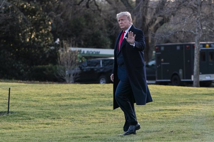 January 9, 2020 - Washington, DC USA: U.S. President Donald Trump walks on the South Lawn of the White House to board Marine One on Thursday, January 9th, 2020 in Washington, D.C. Trump departs the White House to attend a campaign rally in Toledo, Ohio 