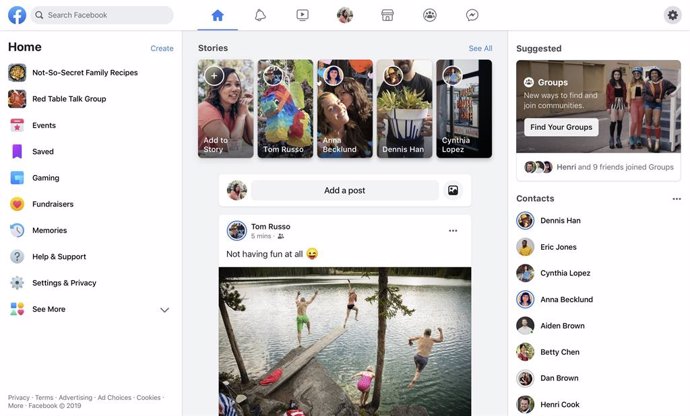 Facebook prueba con los usuarios el nuevo diseño de la versión web que cuenta co
