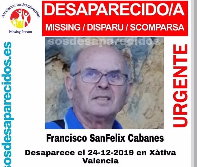 Busan a un anciano con alzhéimer desaparecido en Xàtiva desde Nochebuena