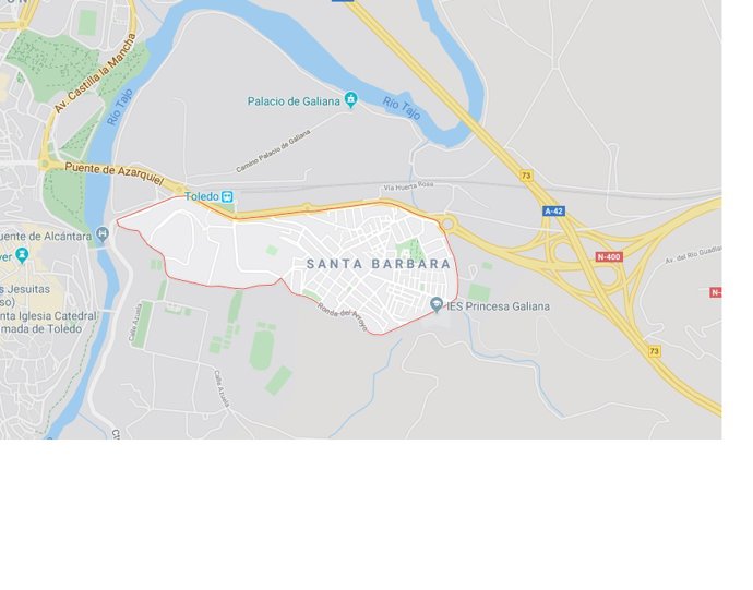 Mapa del barrio de Santa Bárbara de Toledo