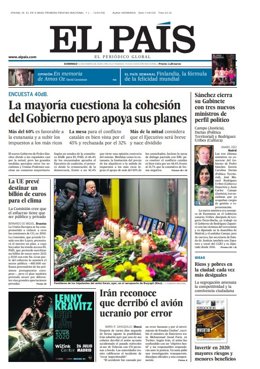 Portada del periódico El País del domingo 12 de enero de 2020.