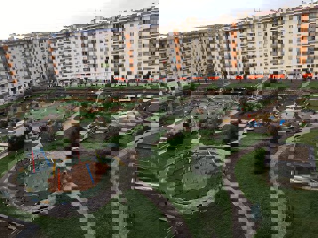 Imagen del parking hundido en en el barrio santanderino de Nueva Montaña