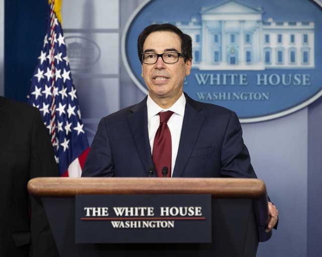 January 10, 2020 - Washington, DC, United States: U.S. Secretary of Treasury Steven Mnuchin speaking to the press in the White House Press Briefing Room. (Michael Brochstein/Contacto)
