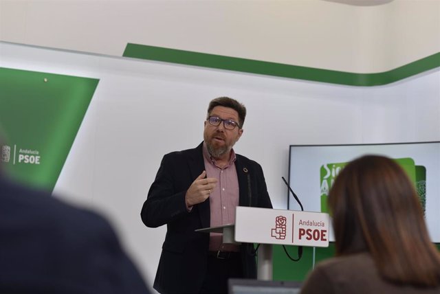 El portavoz adjunto del Grupo Parlamentario Socialista, Rodrigo Sánchez Haro, este lunes en rueda de prensa