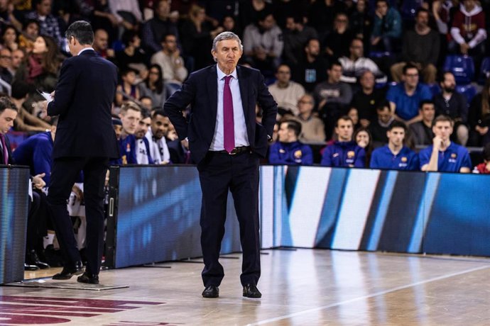Svetislav Pesic, Head coach of Fc Barcelona , during the Turkish Airlines EuroLeague match between  FC Barcelona  and Anadolu Efes Istanbul at Palau Blaugrana on January 10, 2020 in Barcelona, Spain.