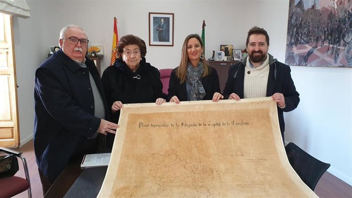 Plano restaurado con el ordenamiento urbanístico de La Carolina de finales del siglo XIX