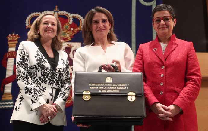 (I-D) Nadia Calviño, Teresa Ribera y Arancha González Laya. 