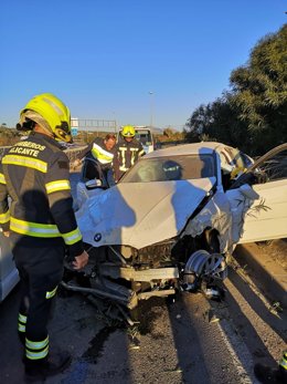 Estado en el que ha quedado uno de los cinco vehículos implicados en el accidente.