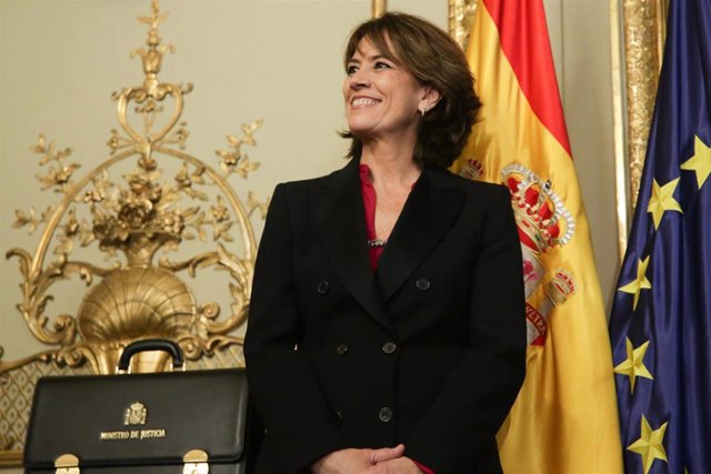 La exministra de Justicia y futura Fiscal General del Estado, Dolores Delgado, durante el acto de toma de posesión de ministros en el Ministerio de Justicia en el Palacio de Parcent, Madrid (España), a 13 de enero de 2020.