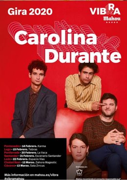 Carolina Durante viajará a Ciudad Real el 12 de marzo dentro de la gira Vibra Mahou