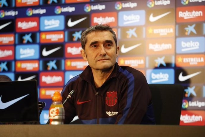El entrenador del FC Barcelona, Ernesto Valverde, en rueda de prensa
