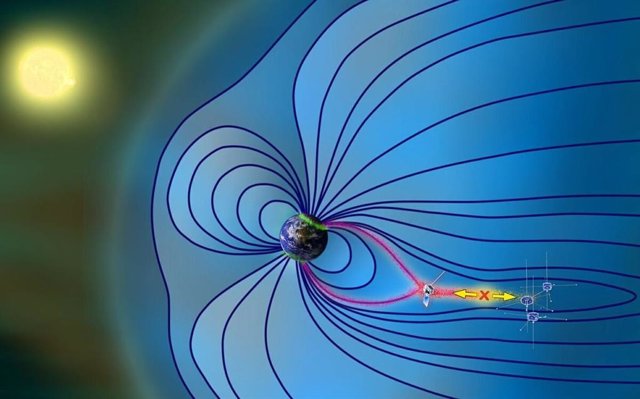 Magnetosfera terrestre durante una tormenta magnética