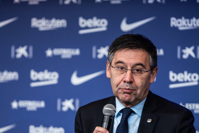 14th January 2020; Camp Nou, Barcelona, Catalonia, Spain; Press Conference, Quique Setien Introduction; Josep Maria Bartomeu FCBarcelona president