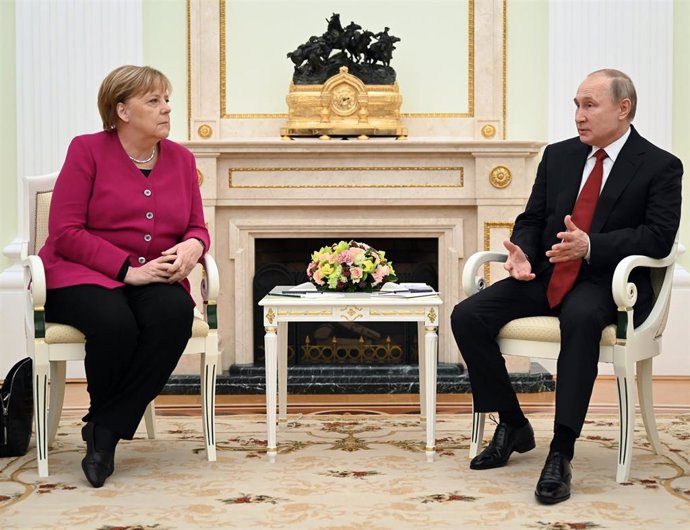 Angela Merkel, canciller alemana, y Vladimir Putin, presidente ruso