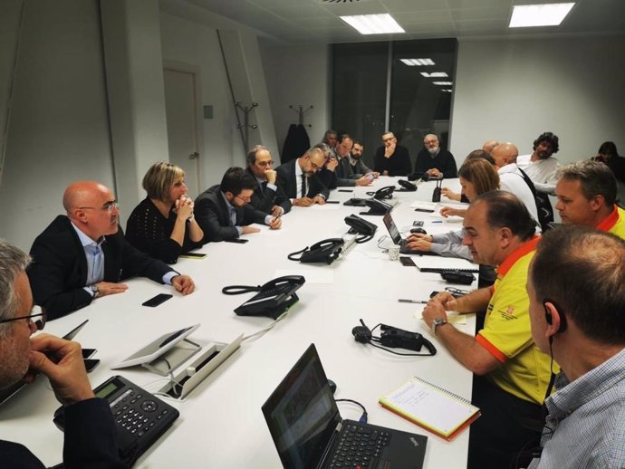 El president de la Generalitat, Quim Torra, en la reunió després de l'explosió