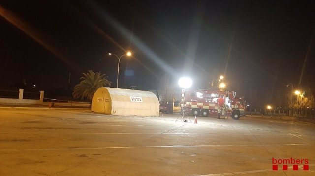 Centro de Mando en el incendio en La Canonja (Tarragona)
