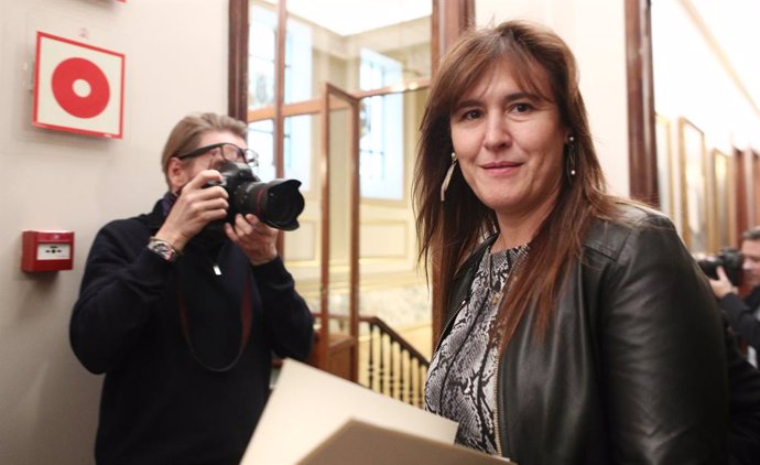 La portaveu de JxCat al Congrés, Laura Borrs, a la seva arribada a la Junta de Portaveus del Congrés dels Diputats, a Madrid (Espanya), a 15 de gener del 2020.