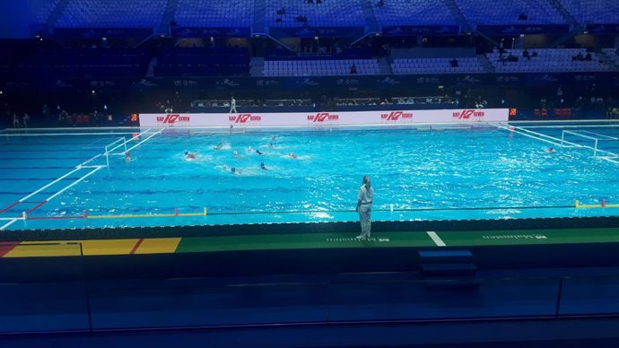 Partido entre España e Israel en el Campeonato de Europa de waterpolo femenino 2020