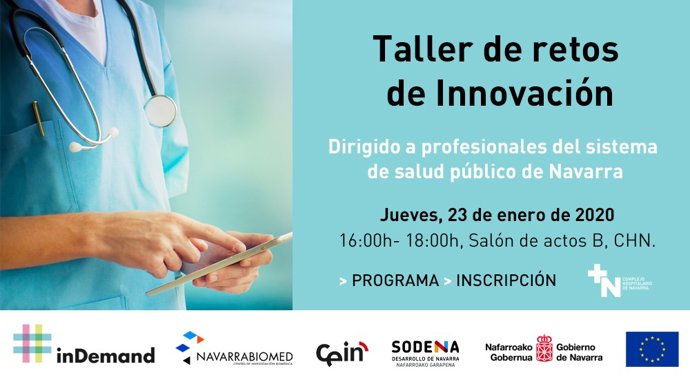 Cartel del taller sobre retos de innovación de Salud organizado por el Gobierno foral