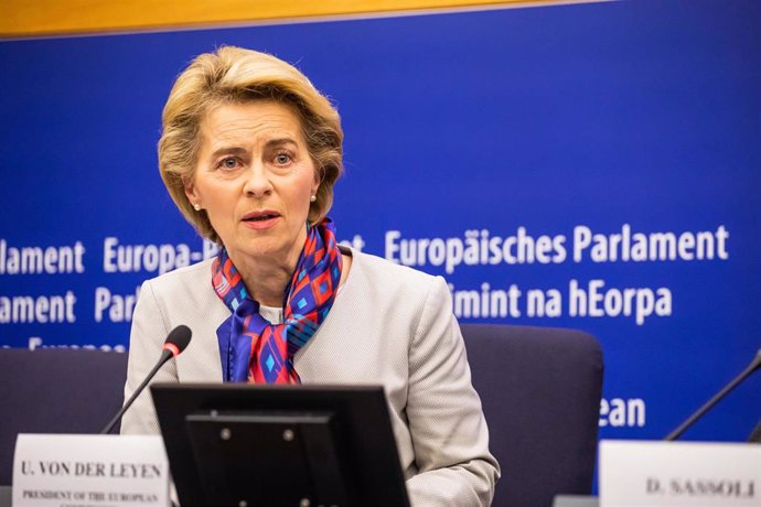 14 January 2020, France, Strasbourg: European Commission President Ursula von der Leyen reacts during a press conference to mark the start of the Croatian Presidency of the EU Council. Photo: Philipp von Ditfurth/dpa