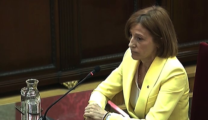 L'expresidenta del Parlament de Catalunya, Carme Forcadell, durant la seva intervenció davant el Tribunal Suprem, en l'última jornada del judici del procés.