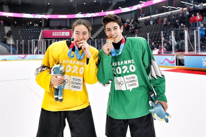 Eva Aizpurua y Pablo González, en los Juegos Olímpicos de la Juventud de Invierno.