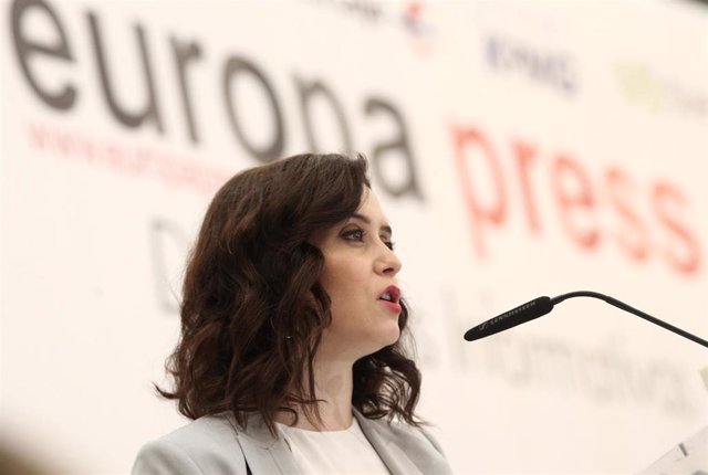 La presidenta de la Comunidad de Madrid, Isabel Díaz Ayuso, durante su intervención en un desayuno informativo de Europa Press, en Madrid (España), 16 de enero de 2020.