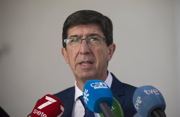 El vicepresidente de la Junta de Andalucía, Juan Marín, ofrece rueda de prensa. En el Parlamento de Andalucía, Sevilla, a 07 de enero de 2020.