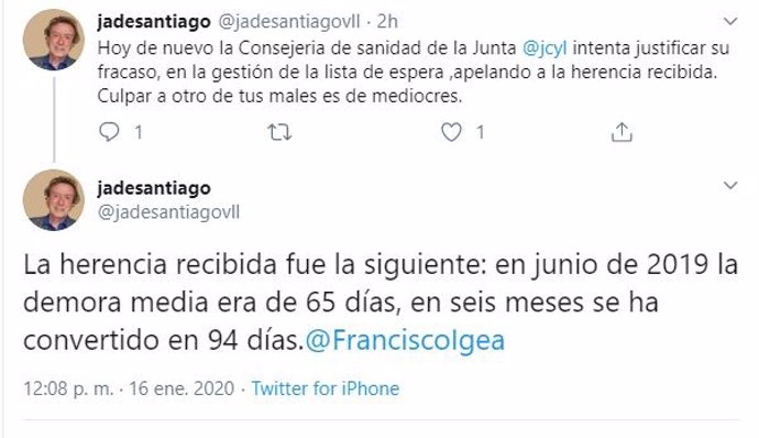 Captura de los tuits de José Antonio de Santiago-Juárez.