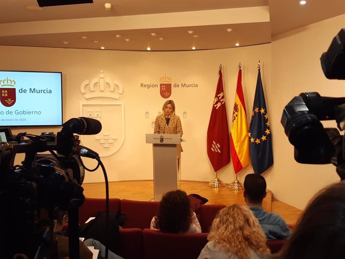 La portavoz del Gobierno regional, Ana Martínez Vidal, en la rueda de prensa