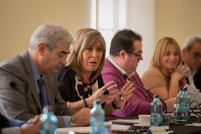 L'alcaldessa de L'Hospitalet de Llobregat, Núria Marín, en la comissió mixta entre Generalitat i Ajuntament de L'Hospitalet de Llobregat