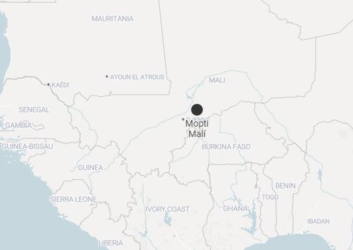 Mapa de Mopti, Malí, donde ha tenido lugar el ataque
