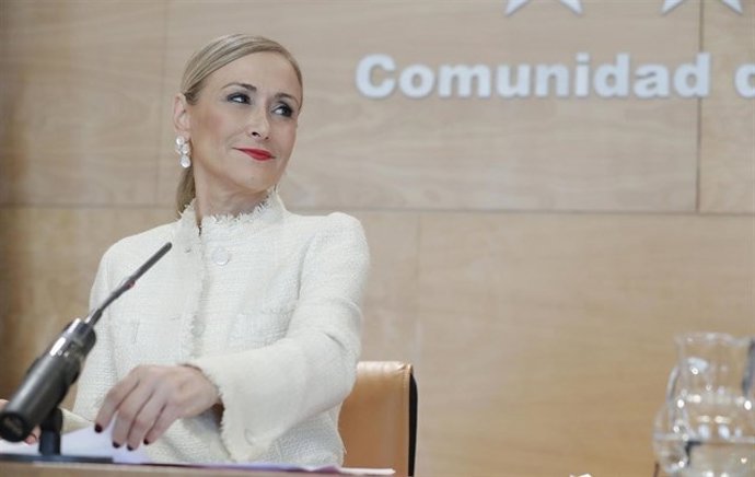 Imagen de recurso de la expresidenta de la Comunidad de Madrid Cristina Cifuentes durante una rueda de prensa.