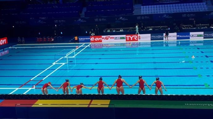 Imagen del Alemania - España del Campeonato de Europa de waterpolo femenino