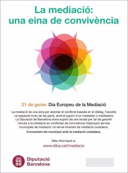 Cartel de la Diputación de Barcelona del Día Internacional de la Mediación que se celebra el 21 de enero