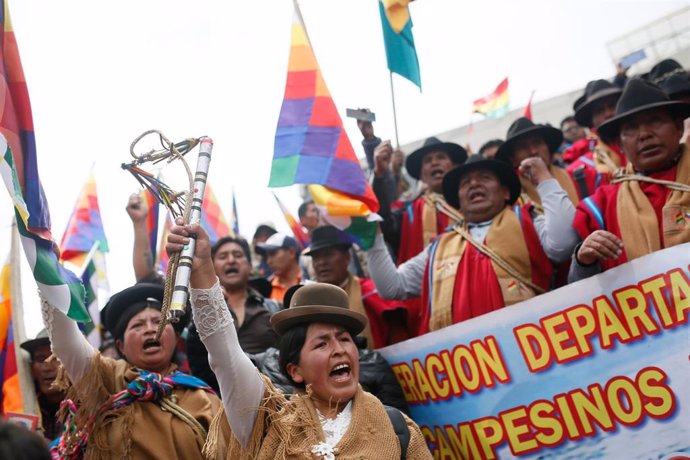Seguidores del expresidente de Bolivia Evo Morales