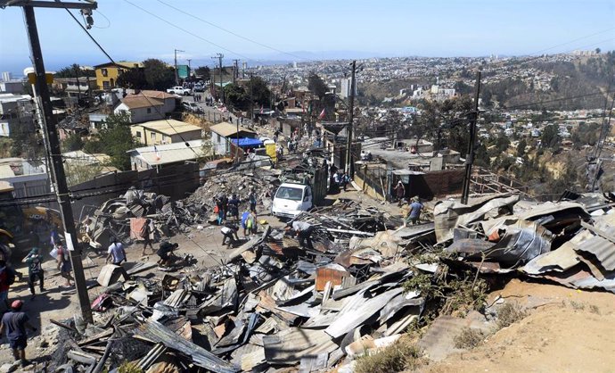 Daños causados por el incendio en diciembre de 2019 en Valparaíso, Chile